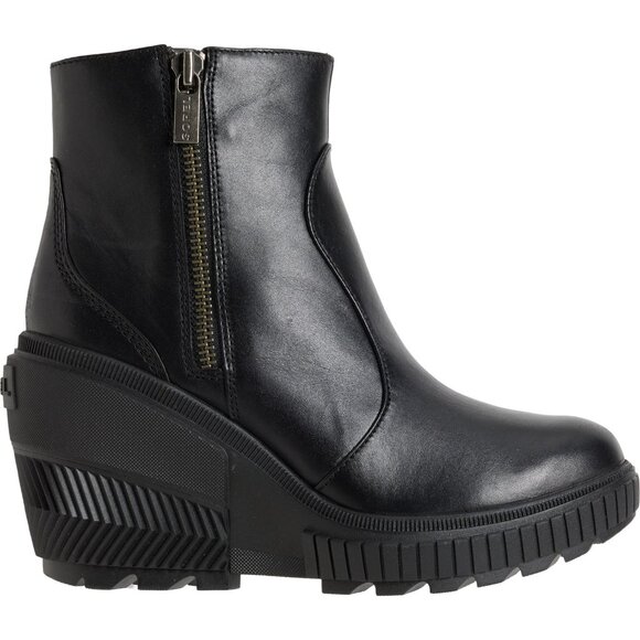 NEW Sorel Ona Ave Zip Wedge Boots Waterproof Leather For Women in black 1025 7s3 - Picture 4 of 7